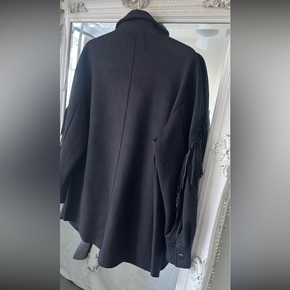 Zara - Faux Suede Fringe Button Up Jacket - Picture 4 of 5